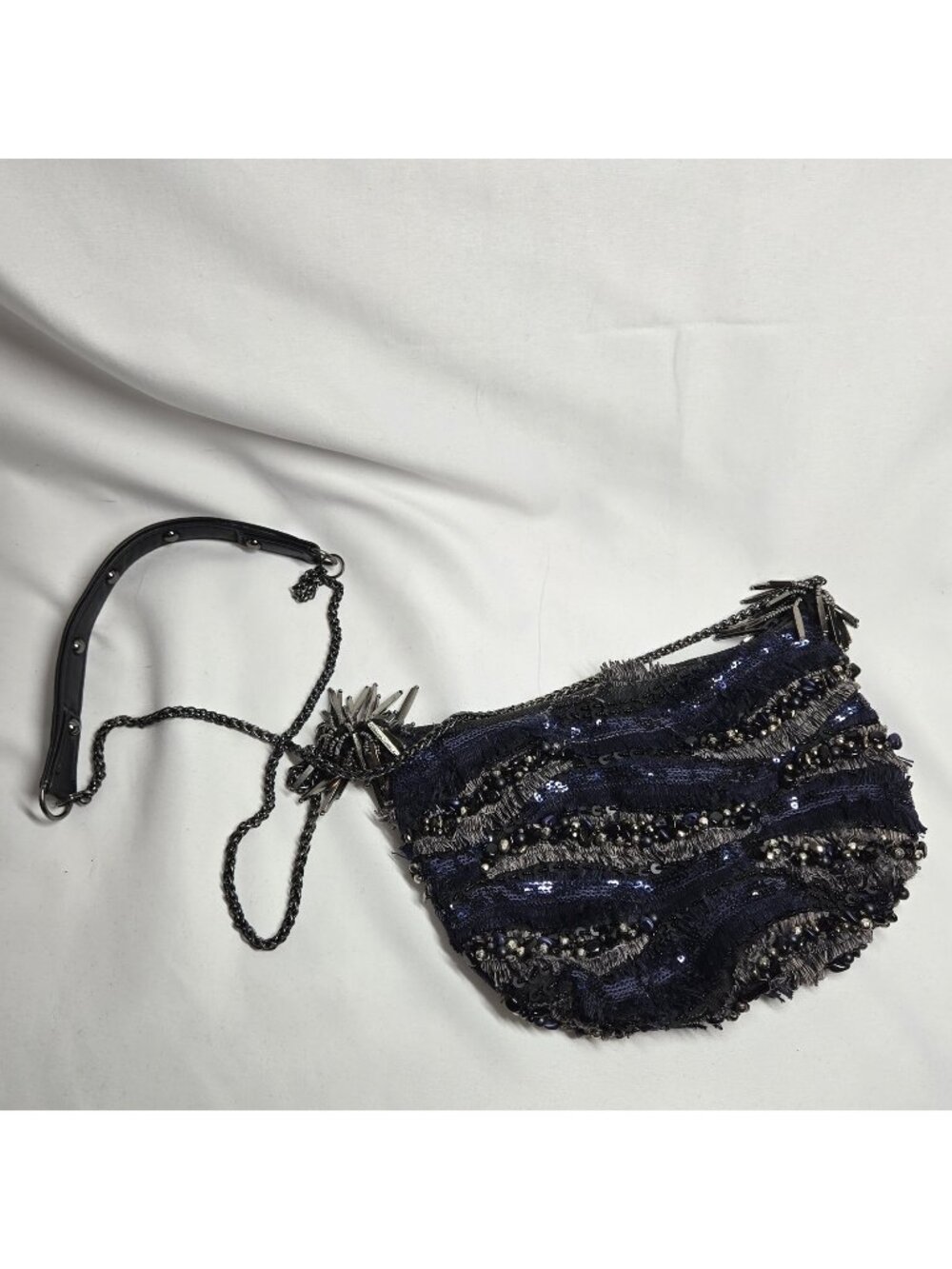 Vintage Mary Frances Small Crossbody Handbeaded Navy True Blue Purse Boho Lolita